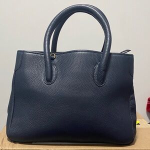 Chic Navy Leather Satchel